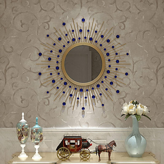 Specchio decorativo da parete Sunburst con perline acriliche blu