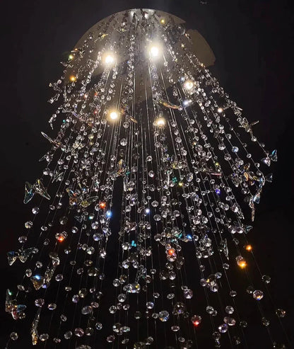 HomeDor Lily Maximalist Butterfly Suspension Crystal Chandelier