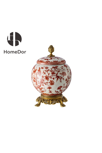 HomeDor × FH&Home | Vintage Red Floral Porcelain Table Decor Set -II