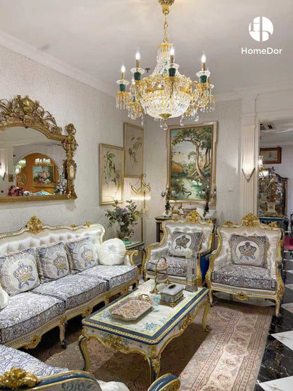 HomeDor × FH&Home | Luxury Rococo Design Brass Accent Entry Mirror