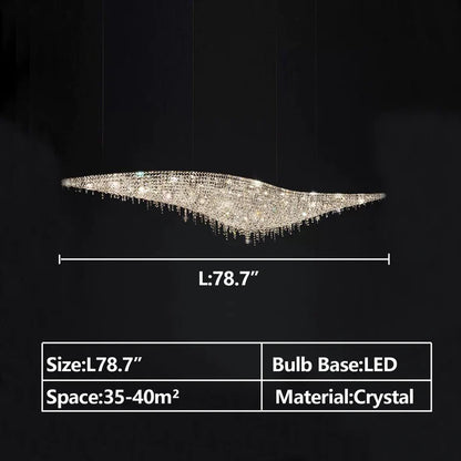 Lampadario in cristallo ad onda a forma di S Lorella