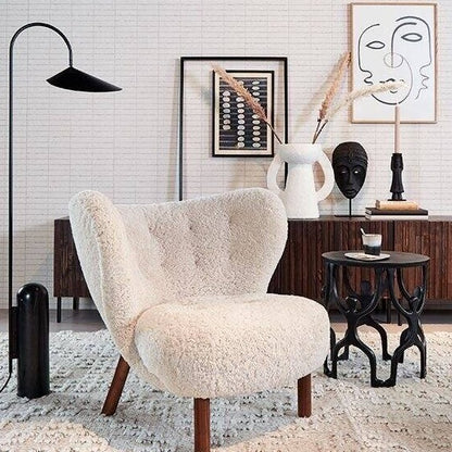 HomeDor Premium Casual Comfy Sherpa Plush Accent Lounge Chair with Ottoman