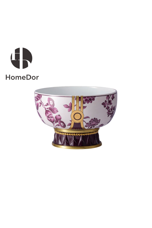 HomeDor-HomeDor × FH&Home | Imperial Purple Blossom Porcelain Table Decor Set-Style G/Planter: L29cm × W29cm × H19cm-