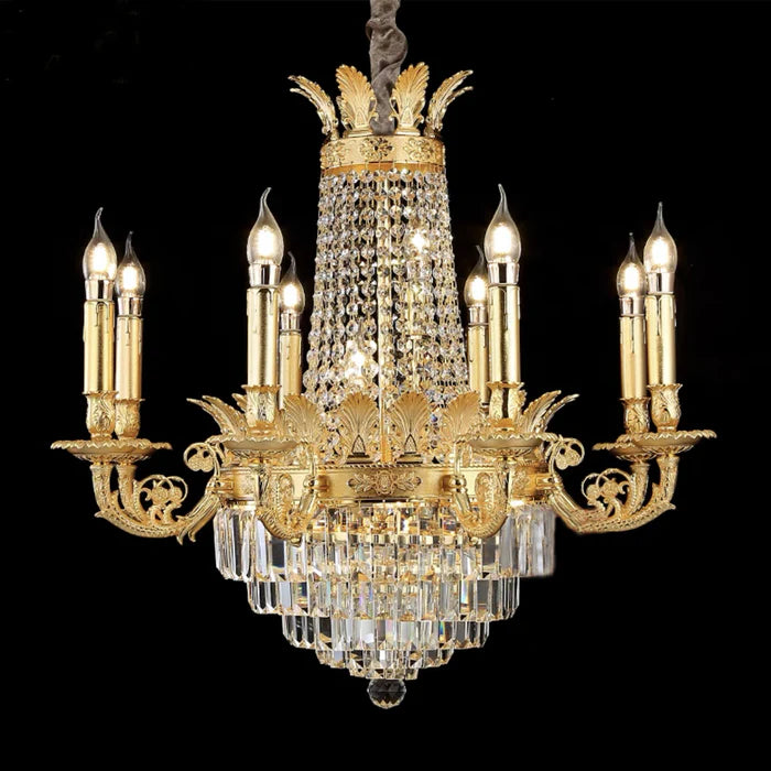 HomeDor Golden Royal Crystal Chandelier for Luxury Hotels/Grand Hall/Living Room/Palaces