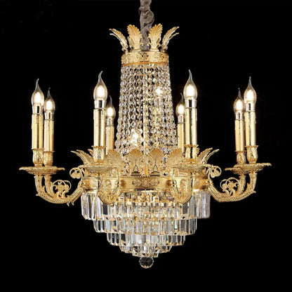 HomeDor Golden Royal Crystal Chandelier for Luxury Hotels/Grand Hall/Living Room/Palaces