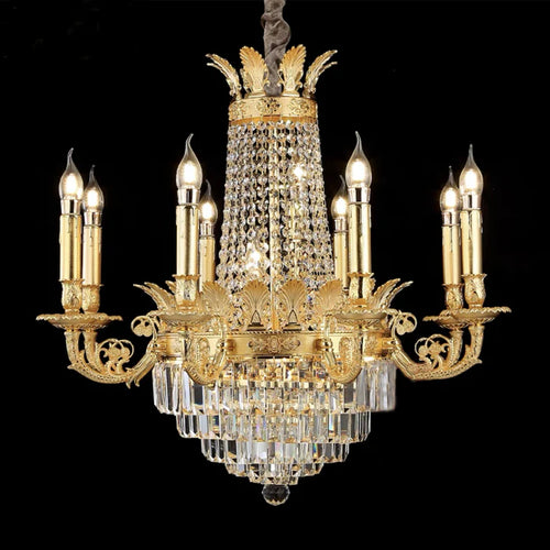 HomeDor Golden Royal Crystal Chandelier for Luxury Hotels/Grand Hall/Living Room/Palaces