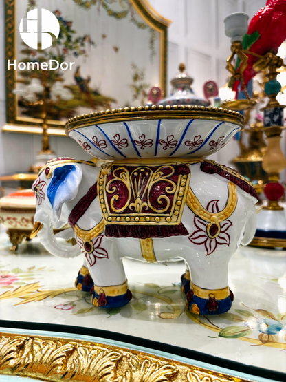 HomeDor Exotic Hand Painted Elephant Decorative Bowl