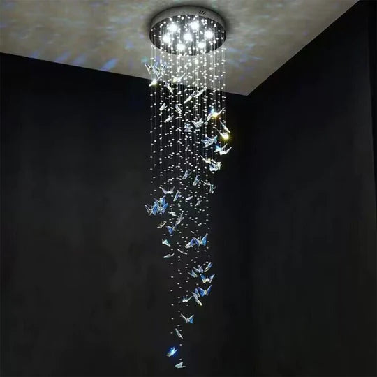 HomeDor Lily Maximalist Butterfly Suspension Crystal Chandelier