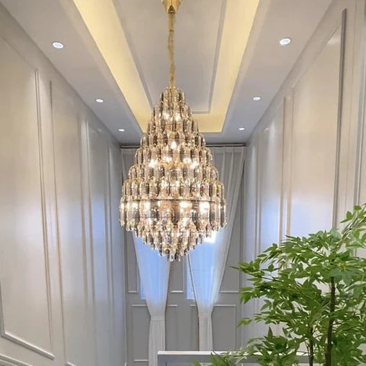 HomeDor Premium Multi-tiered Honeycomb Chandelier for Grand Hall/Staircase/High-ceiling Living Room