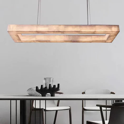 HomeDor Minimalist Rectangular Alabaster Chandelier