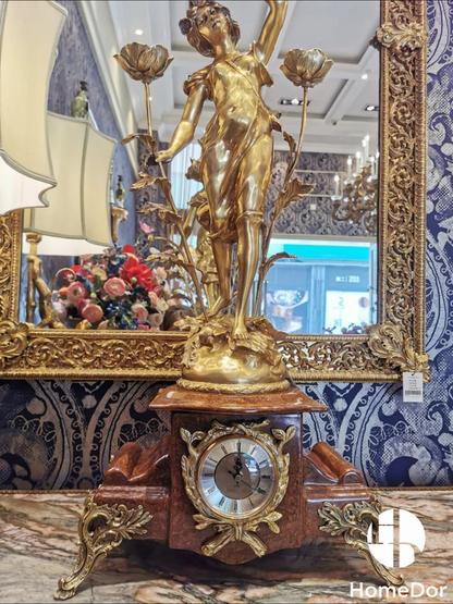 HomeDor Luxury Rococo-inspired Ornate Copper Goddess Clock