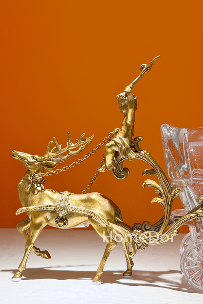 HomeDor × FH&Home | Prague Collection Luxury Brass Canister with Deer and Cherub Figurine