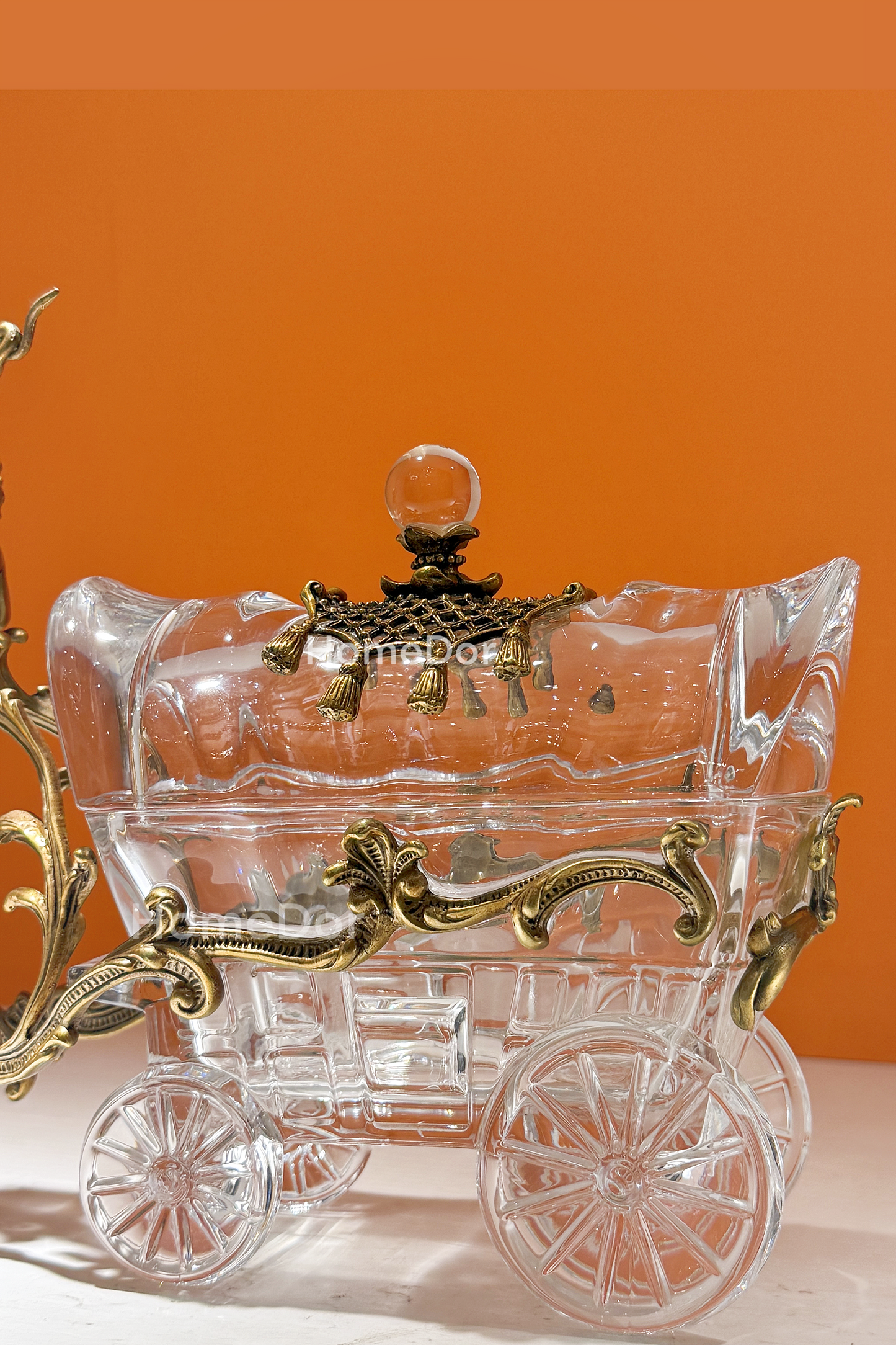 HomeDor × FH&Home | Prague Collection Luxury Brass Canister with Deer and Cherub Figurine