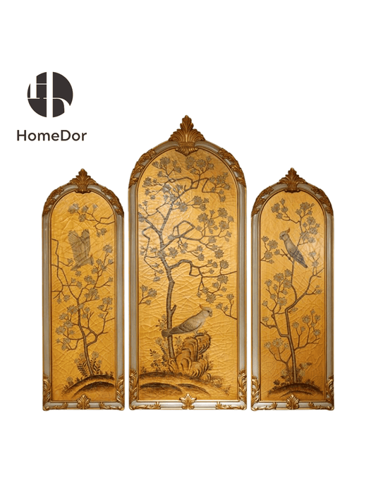 Antique Style Wooden Wall Decor with Bird & Tree Embellishments