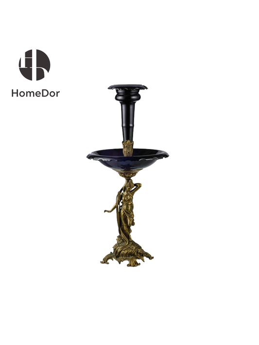 Art Deco Hand Cast Brass Female Ceramic Table Decor/Vase