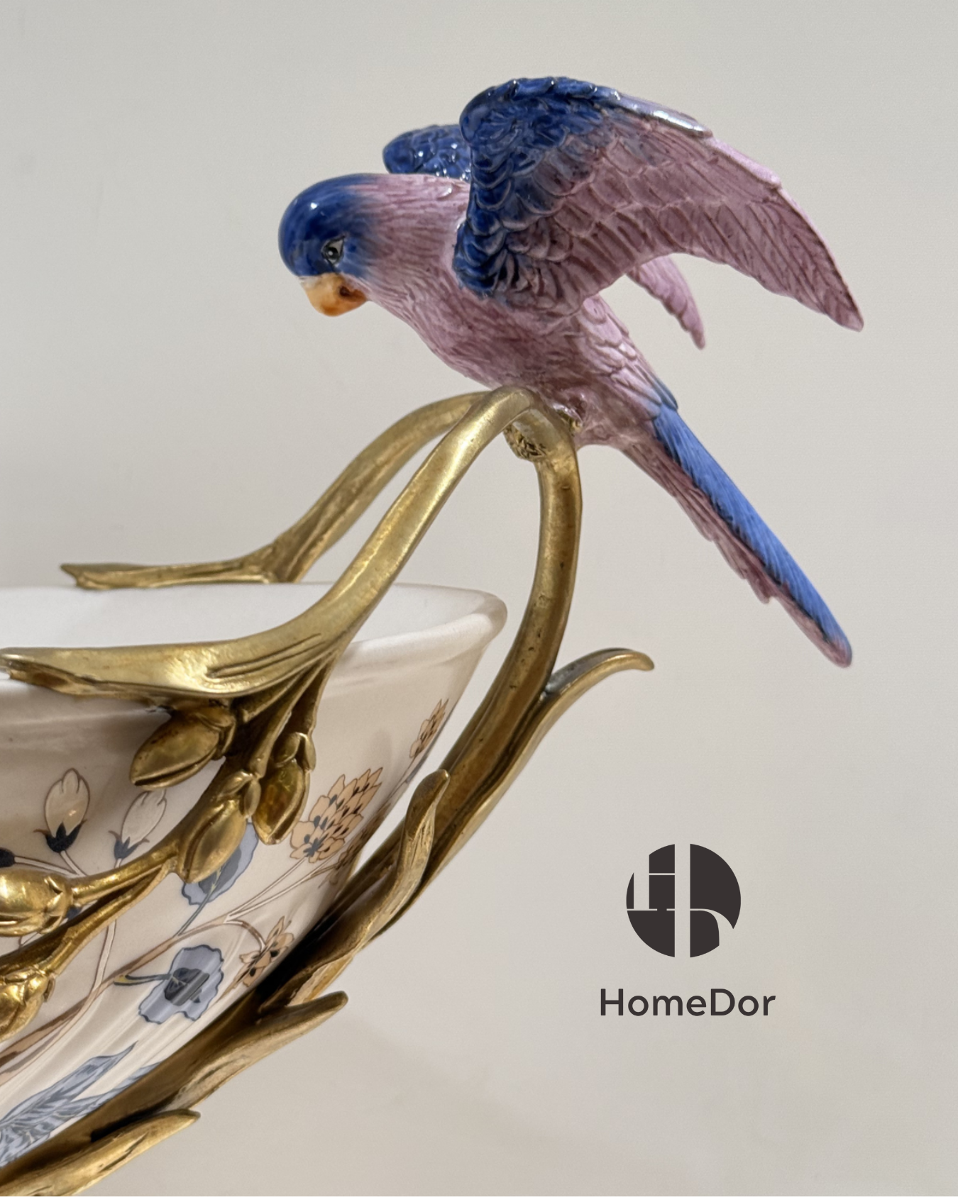 Artistic Hand Painted Porcelain & Lustrous Brass Elegance Table Decor Collection-I