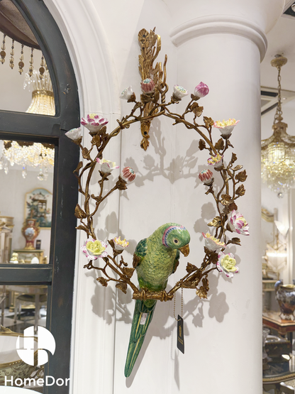 HomeDor Artistic Hanging Parrot Hoop Wall Decor