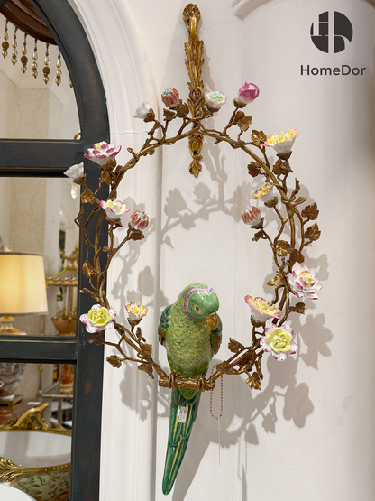 HomeDor Artistic Hanging Parrot Hoop Wall Decor