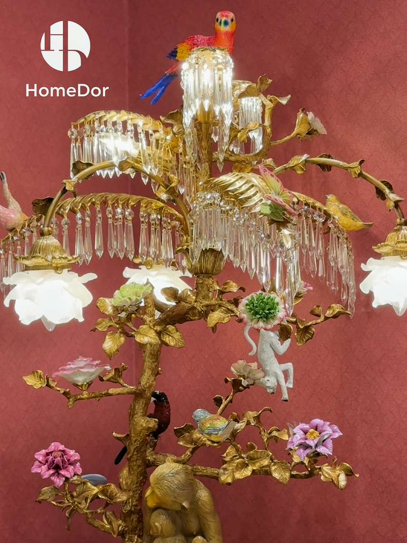 HomeDor × FH&amp;Home | مصباح أرضي نحاسي مستوحى من الطراز الآسيوي من "حديقة الأحلام"