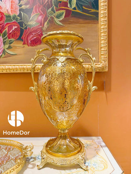 Aurora Glass Gilded Palace Ensemble Amphora with Arabesque Scrollwork