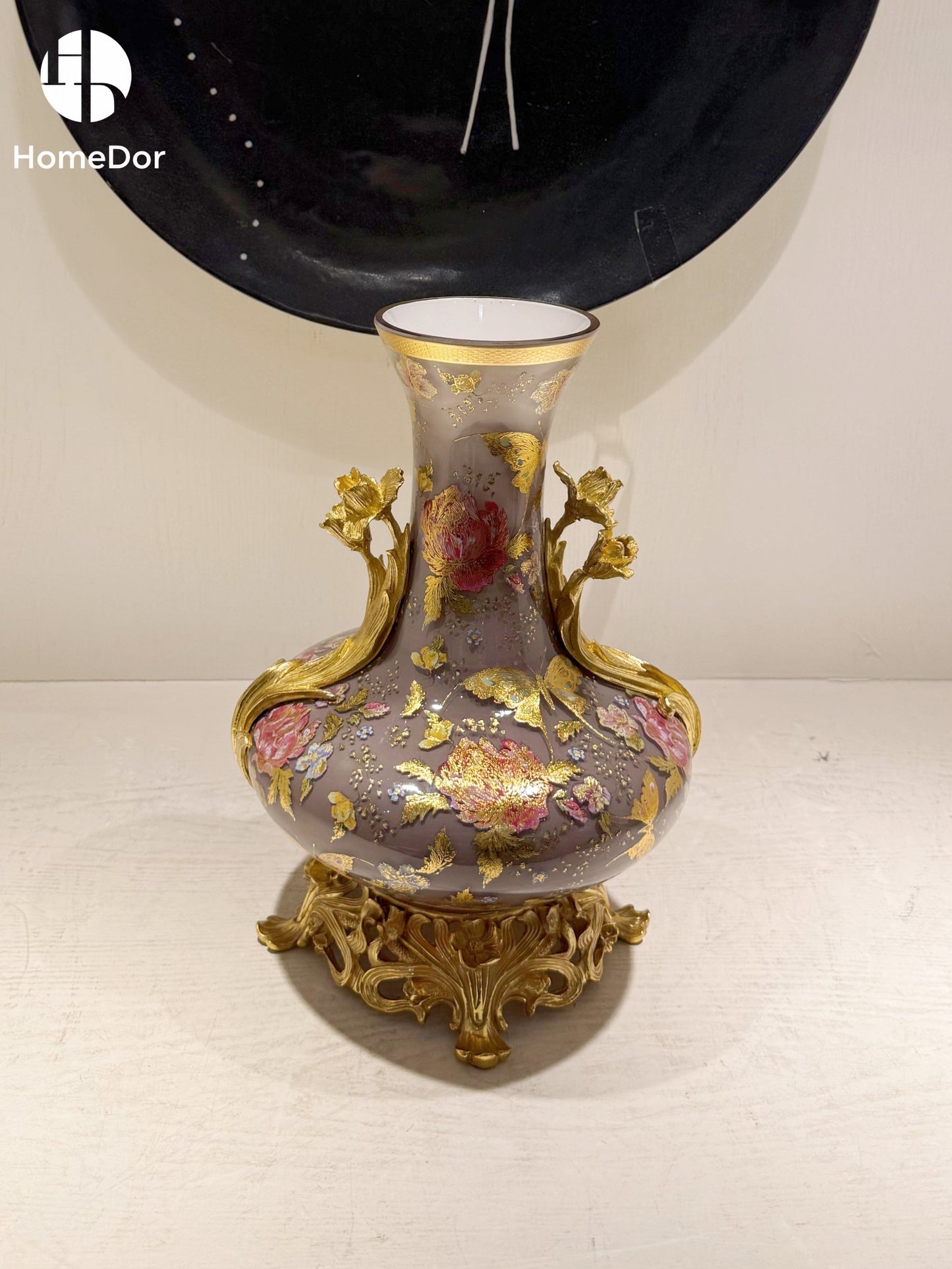 HomeDor × FH&Home | Aurora Glass Mauve Gray Etched Floral Set