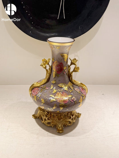 HomeDor × FH&Home | Aurora Glass Mauve Gray Etched Floral Set