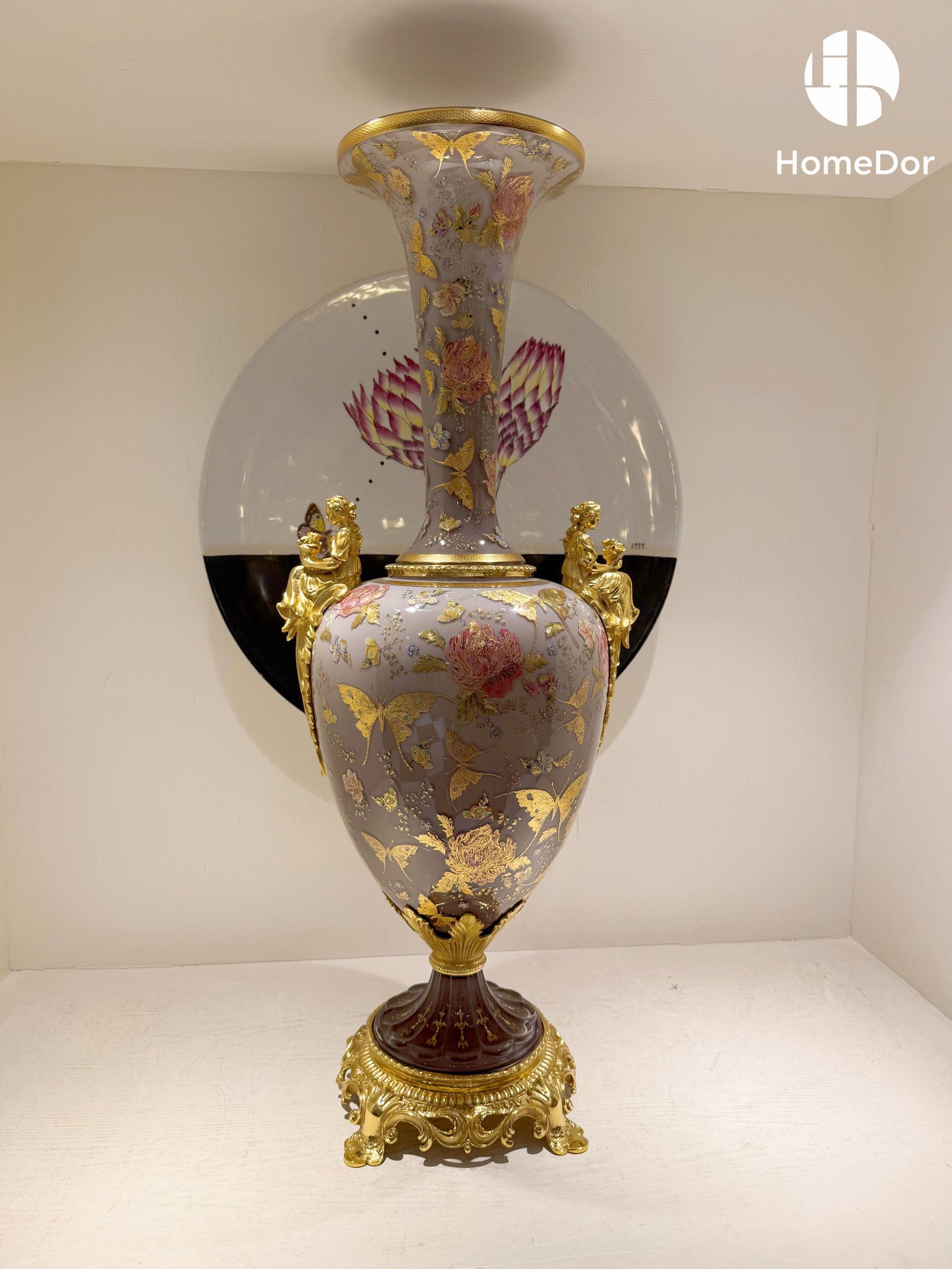 HomeDor × FH&Home | Aurora Glass Mauve Gray Etched Floral Set