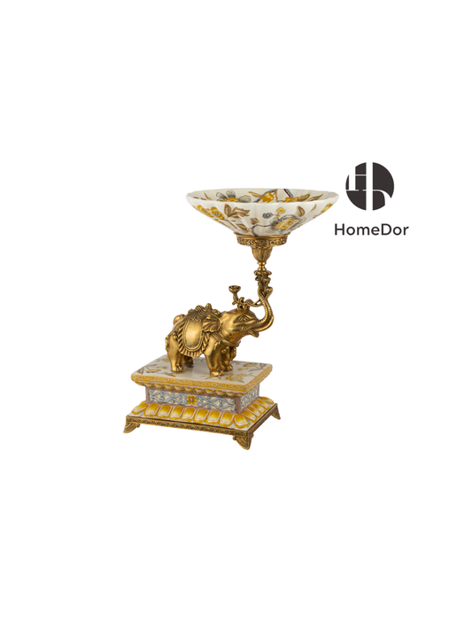 Autumn Hued | Ceramic & Brass Elephant Stemmed Bowl