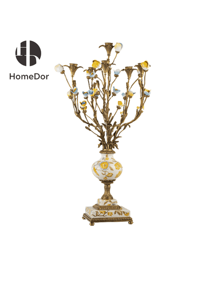 Autumn Hued | Ceramic & Brass Floral Candelabra1