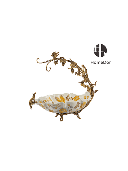 Autumn Hued | Ceramic & Brass Vineyard Fruit Bowl