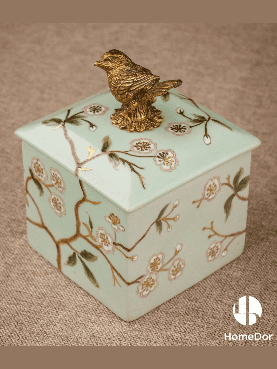 Avian Spring | Nature - Inspired Harmony Mint Green Exquisite Porcelain Decorative Canister Set10