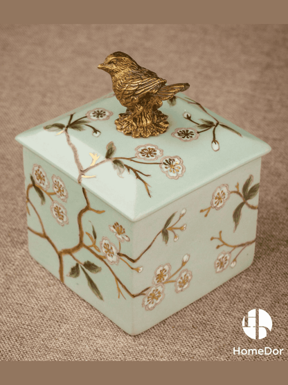 Avian Spring | Nature - Inspired Harmony Mint Green Exquisite Porcelain Decorative Canister Set10