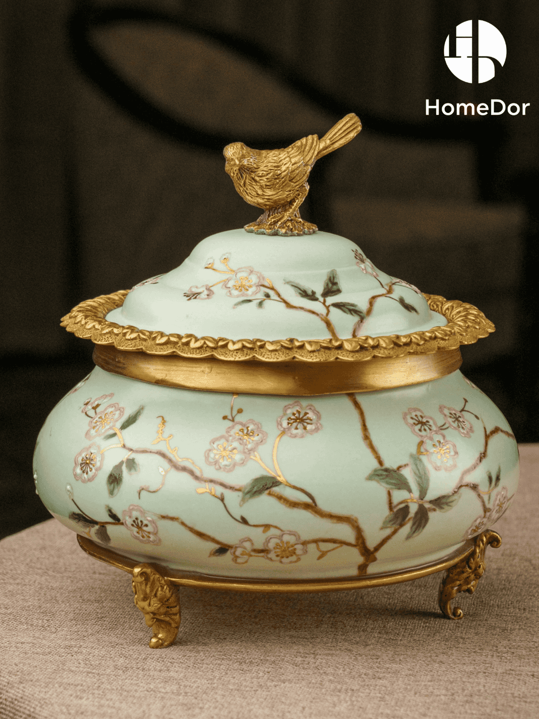 Avian Spring | Nature - Inspired Harmony Mint Green Exquisite Porcelain Decorative Canister Set8