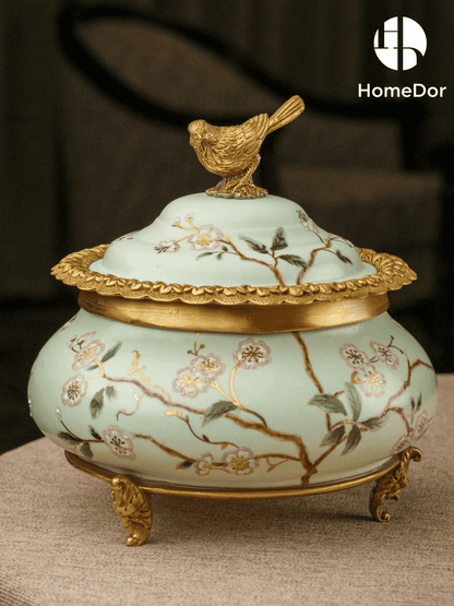 Avian Spring | Nature - Inspired Harmony Mint Green Exquisite Porcelain Decorative Canister Set8