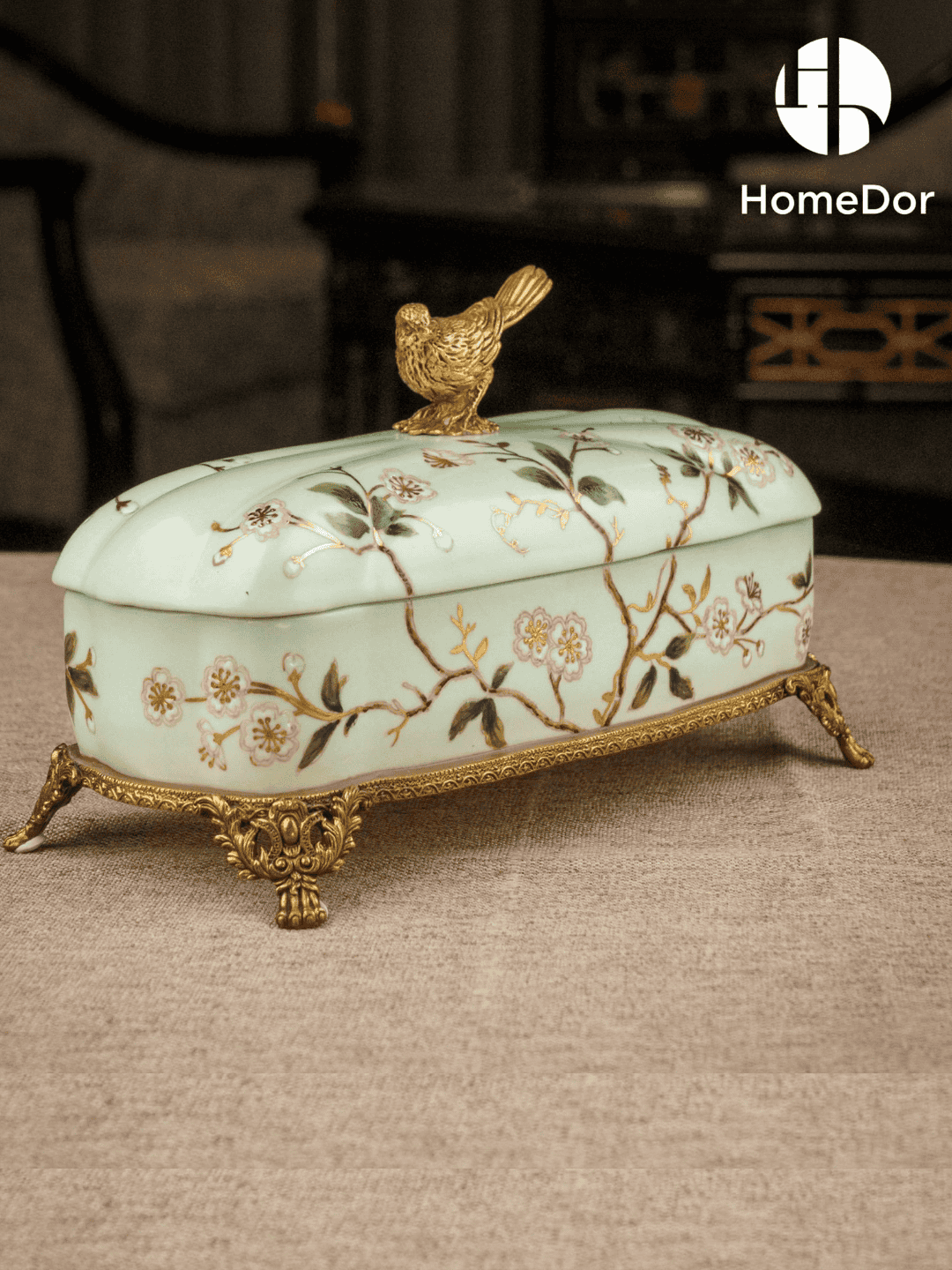 Avian Spring | Nature - Inspired Harmony Mint Green Exquisite Porcelain Decorative Canister Set9