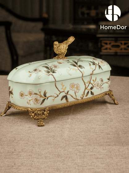 Avian Spring | Nature - Inspired Harmony Mint Green Exquisite Porcelain Decorative Canister Set9