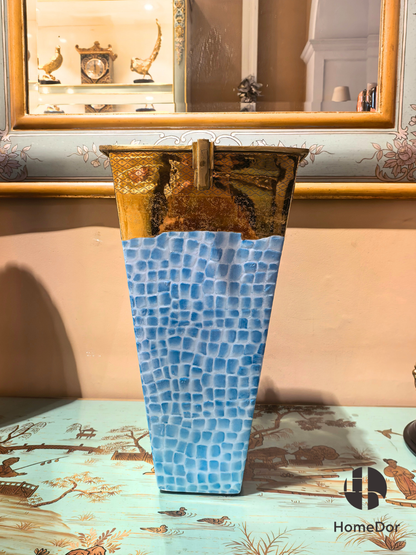 Basia Lagoon Croc Textured Gilded Ceramic Garniture