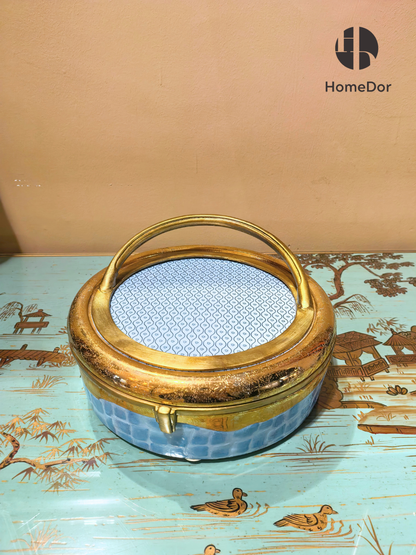 Basia Lagoon Croc Textured Gilded Ceramic Garniture