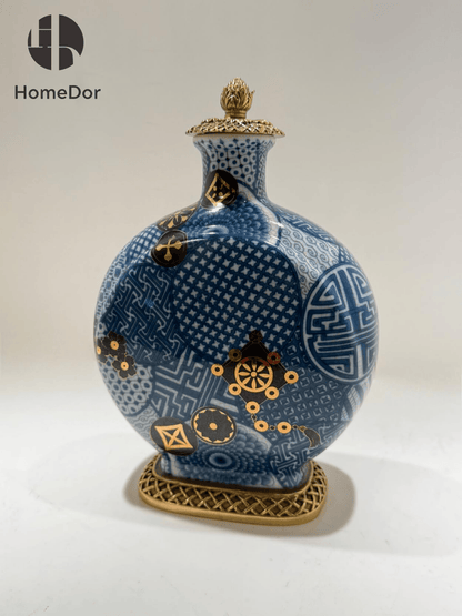 Blue and White Porcelain with Gold Accents Table Decor Set
6