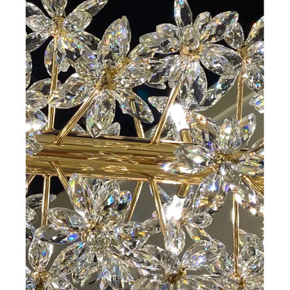 HomDor Modern Art Design Round Crystal Flower Chandelier