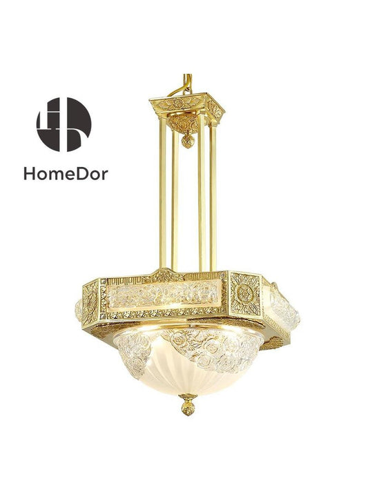 HomeDor-HomeDor × FH&Home | Byzantine Style Carved Glass Chandelier-Chandeliers-D45cm*H65cm-Warm Light-