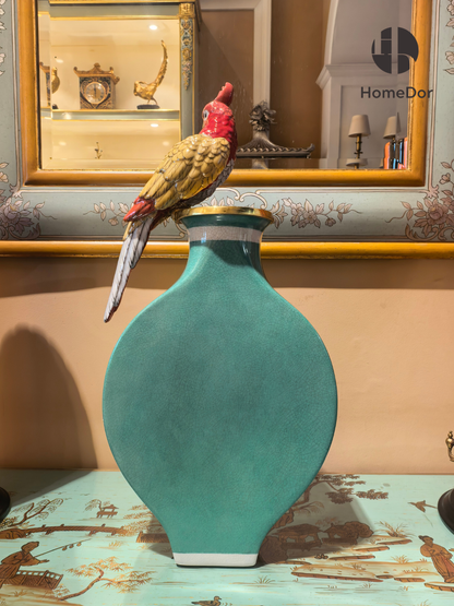 Chinoiserie Pearl Frieze Parrot Flattened Flask Collection