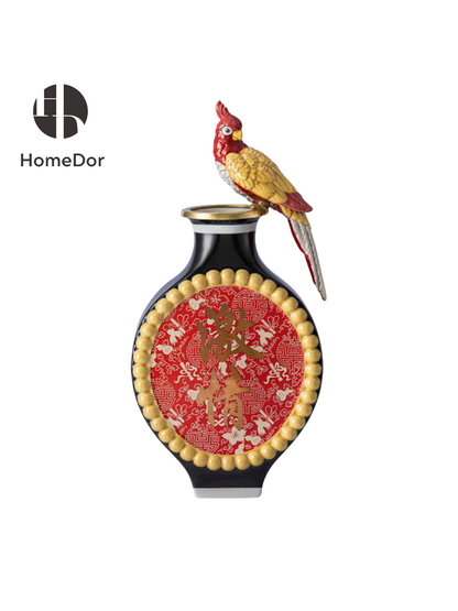 Chinoiserie Pearl Frieze Parrot Flattened Flask Collection