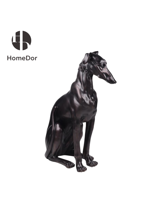 Elegant Copper Greyhound Dog Figurine/Sculpture with Detailed Collar