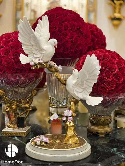Flying Dove Decorative Figurine table accent featuring premium brass and ceramics. 