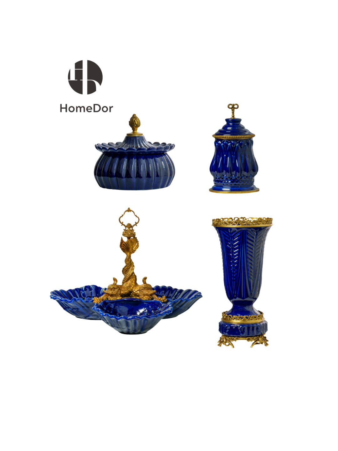 Elegant Hues of European Palaces Gilded Chroma Cobalt Blue Table Decor Collection