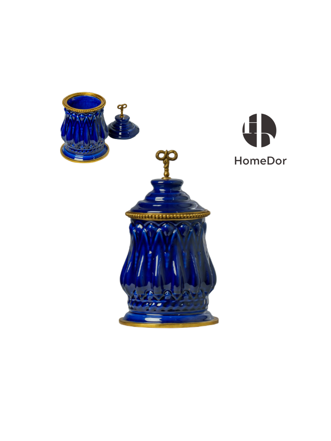 Elegant Hues of European Palaces Gilded Chroma Gilded Rim Blue Jar/Canister with Key Handle