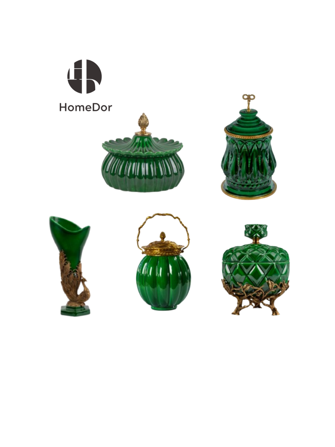 Elegant Hues of European Palaces Gilded Chroma Glazed Green Table Decor Collection-II