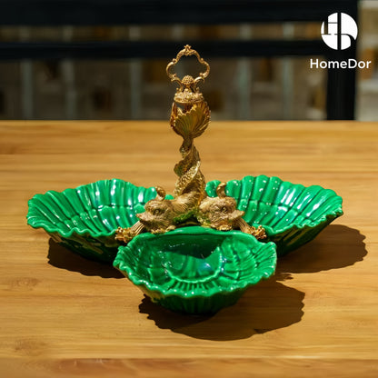 Elegant Hues of European Palaces Gilded Chroma Glazed Green Table Decor Sets-I10