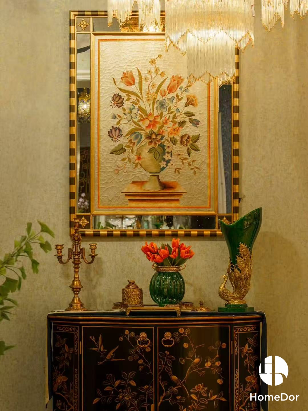 Elegant Hues of European Palaces Gilded Chroma Glazed Green Table Decor Sets-I7